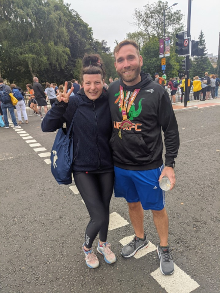 Anna and Andrew participating in the Great North Run 2021