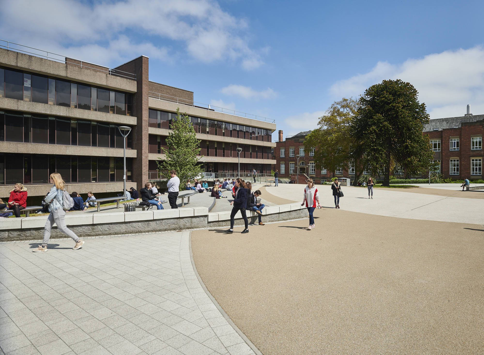 Students walking across campus