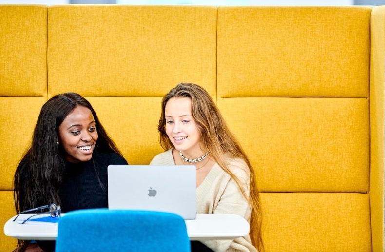 Two Students looking at laptop