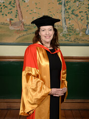 Professor Edith Hall in academic dress