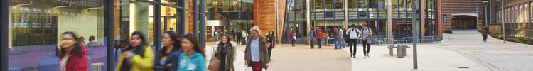 Students walking outside the Palatine Centre