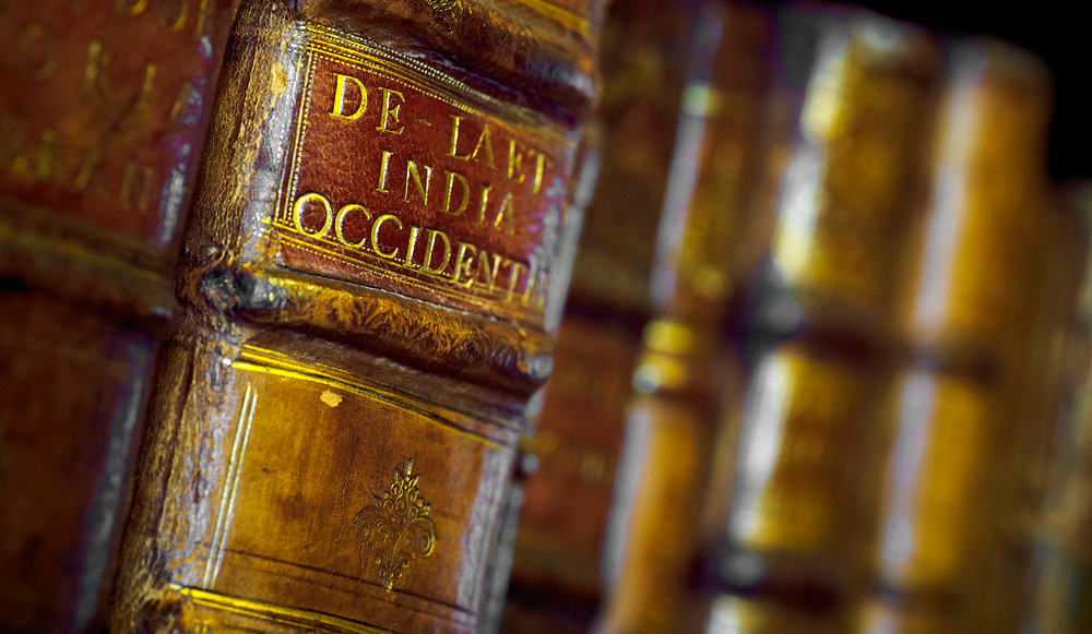 Book spines on a bookshelf