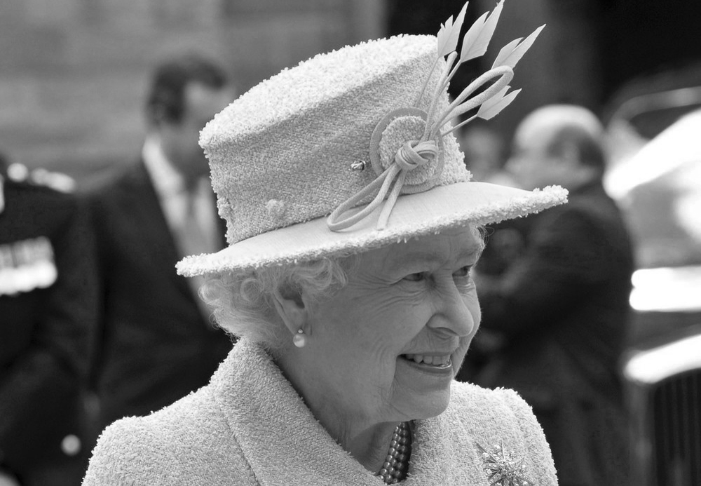 Queen Elizabeth at Diamond Jubilee in black and white