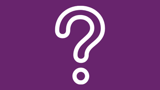 White question mark on a purple background