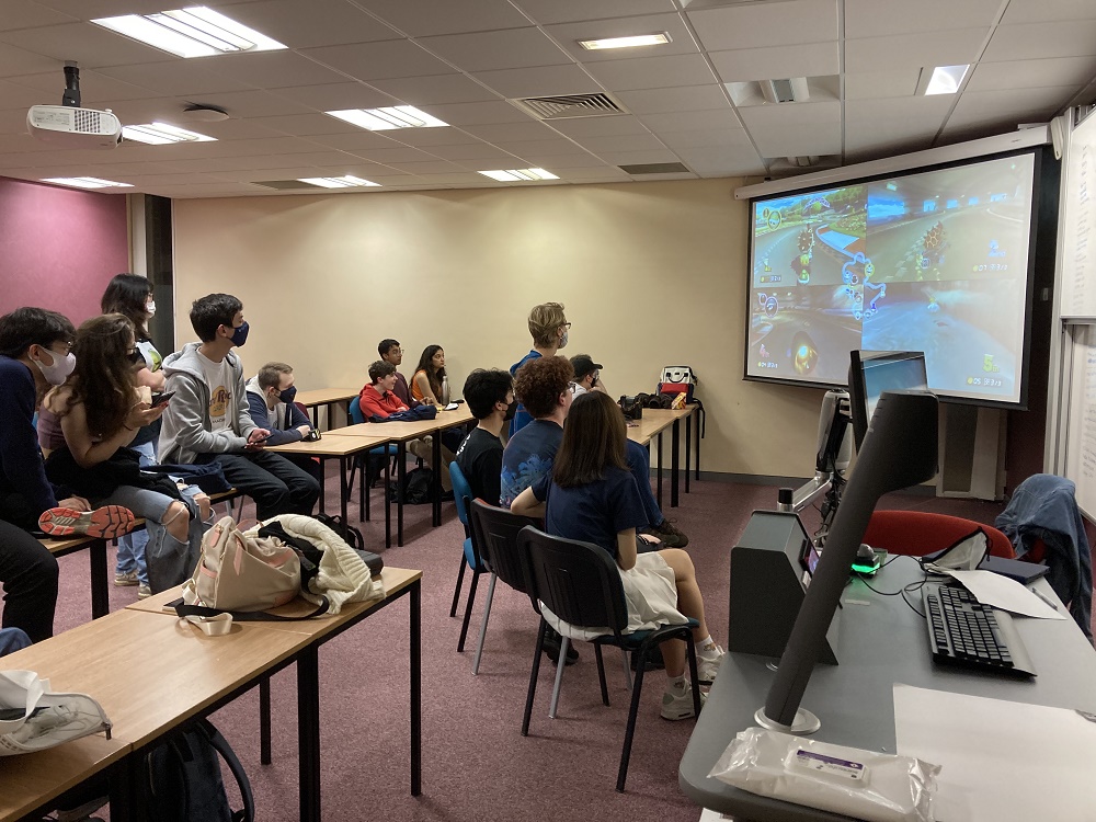 Esports DUEGS students gaming on big screen