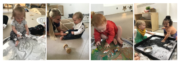 Collage of young children playing