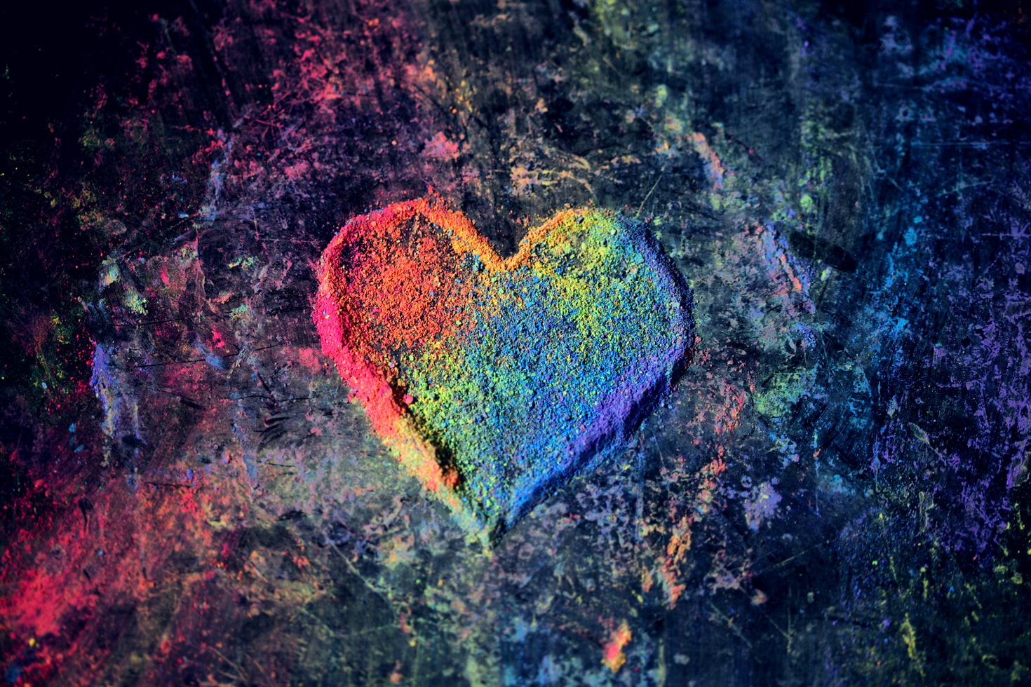 Rainbow heart made from chalk