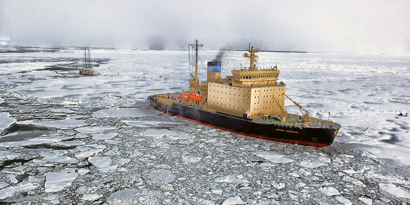 TBoat travelling through icy waters