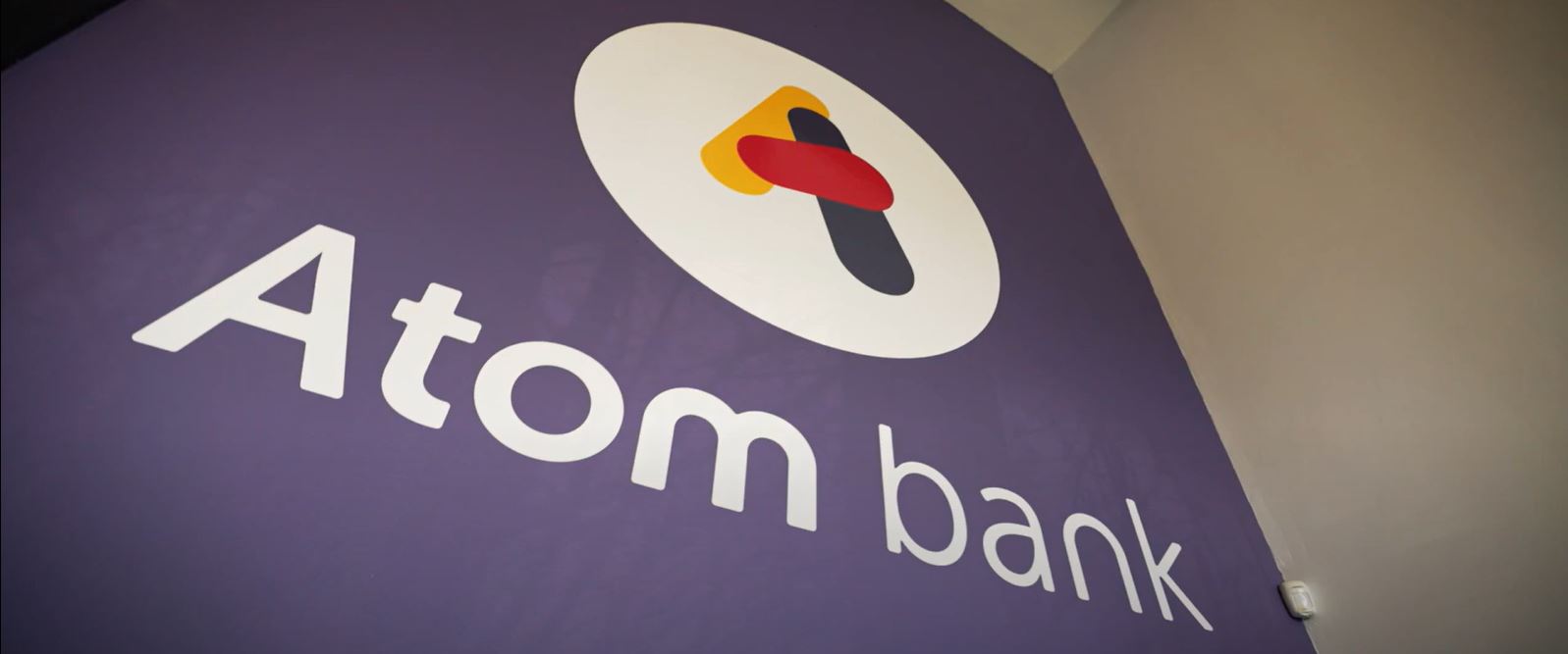 Atom Bank livery on wall