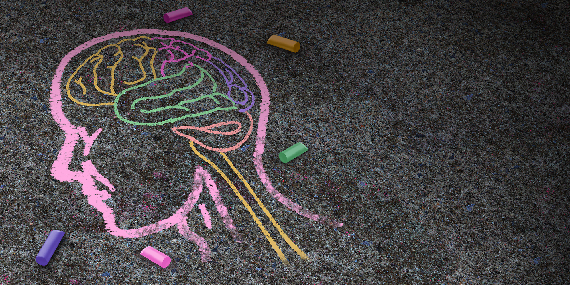 A chalk outline of a human head on a footpath