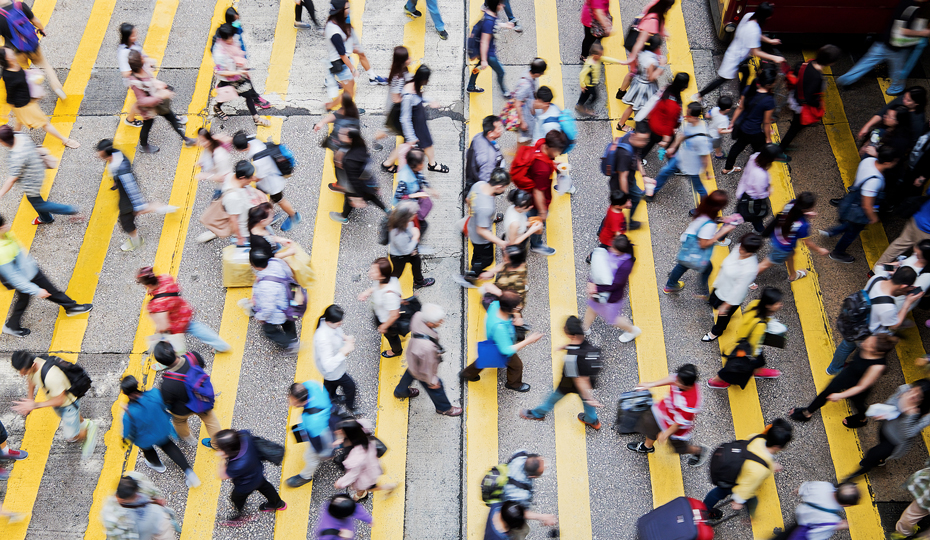 A bustling city road crossing