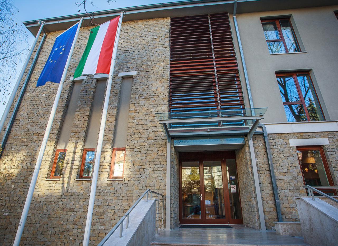 Hungarian Judicial Academy - building with two flags