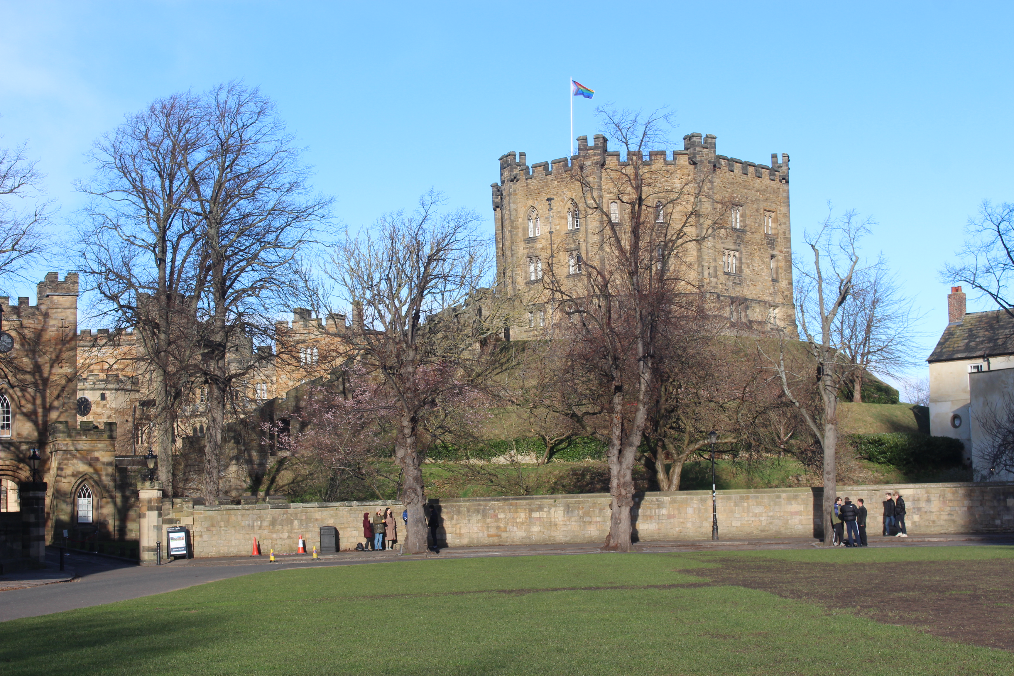 View across Palace Green looking south towards Durham Castle