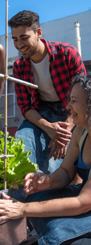 A man and woman in a garden