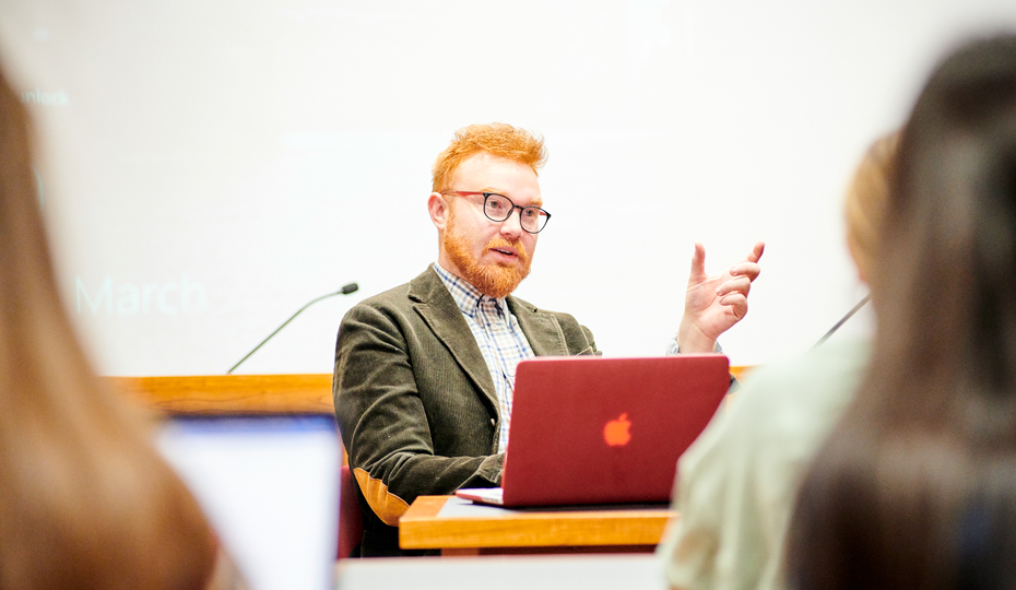 A lecturer presenting a seminar
