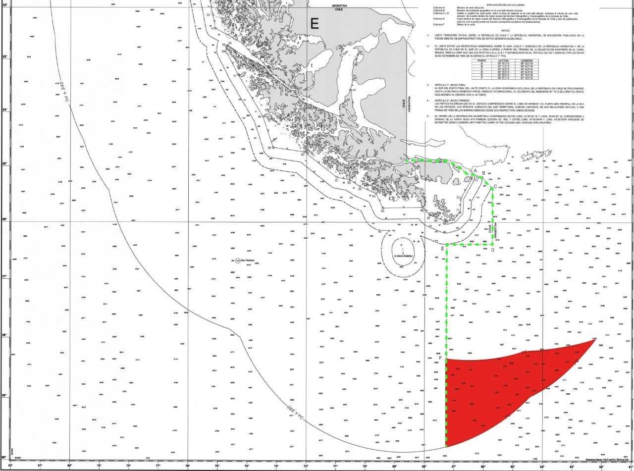 Chile’s Nautical Chart 8, as annotated by Daniel Filmus of the Argentine Foreign Ministry