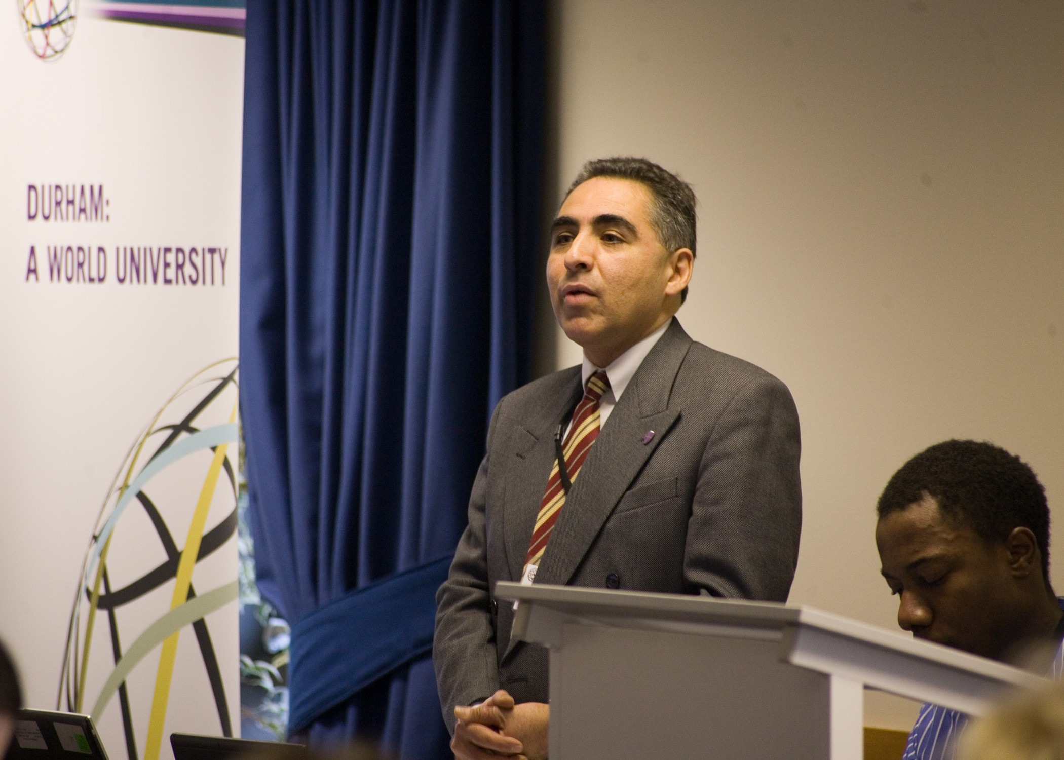 Professor Anoush Ehteshami presenting at a Durham University event
