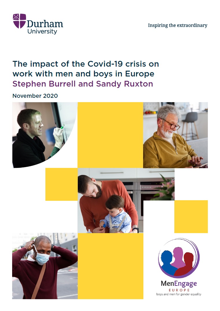 The cover for report on the impact of Covid-19 on work with men and boys in Europe