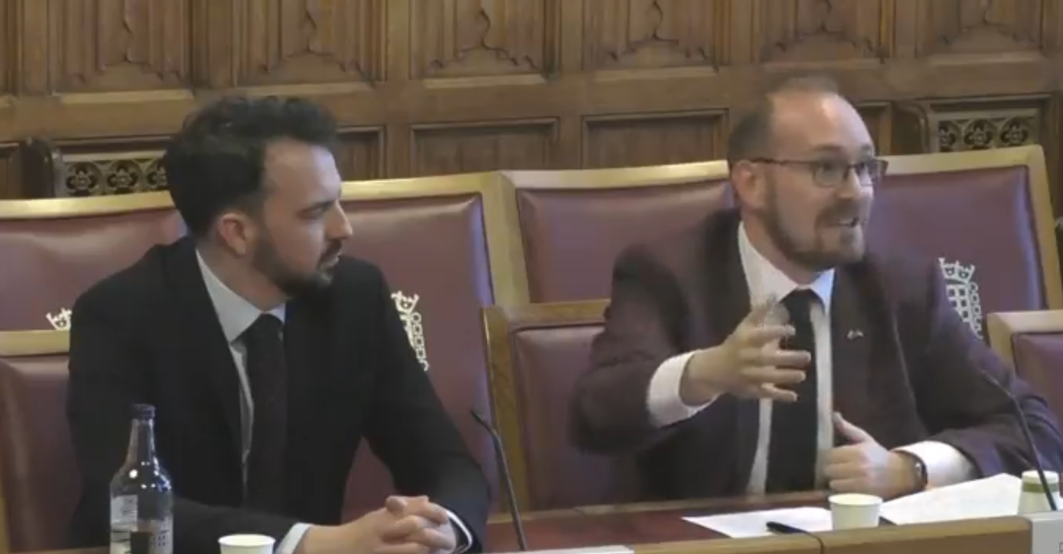 Dr Bleddyn Bowen giving evidence to space inquiry