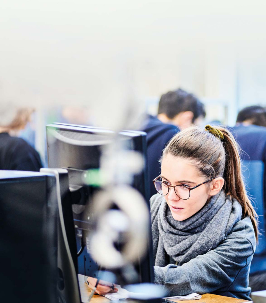 Student at computer
