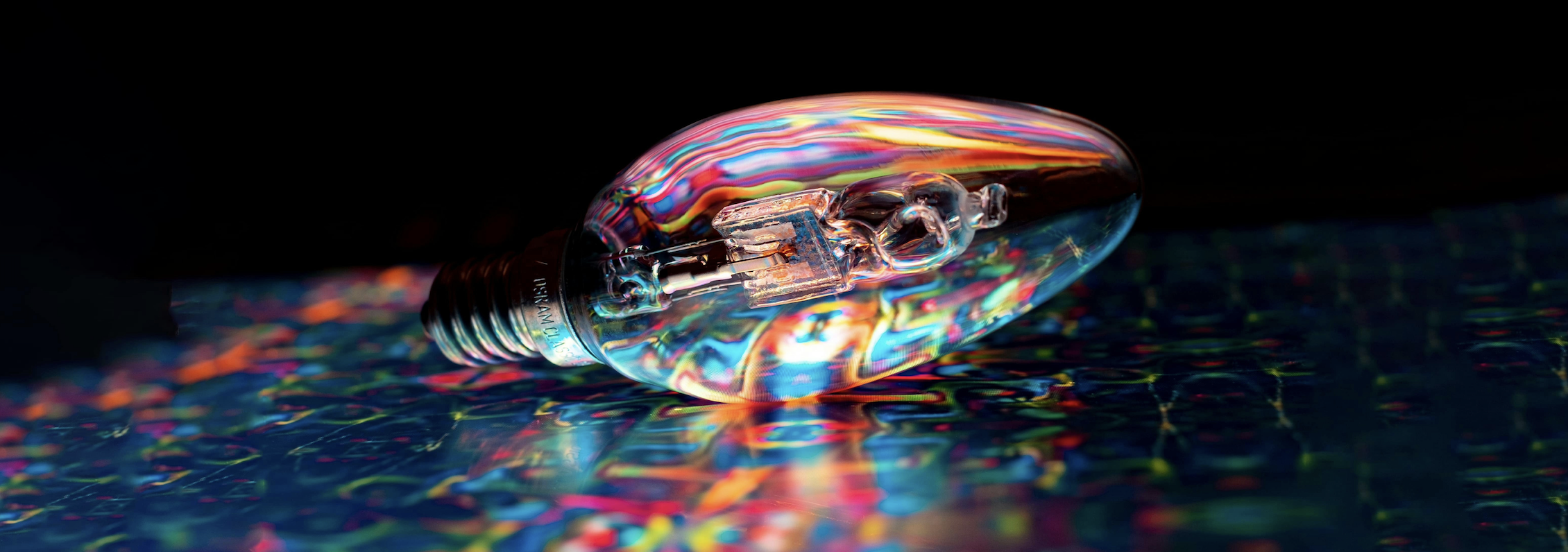 Multi-coloured glass lightbulb