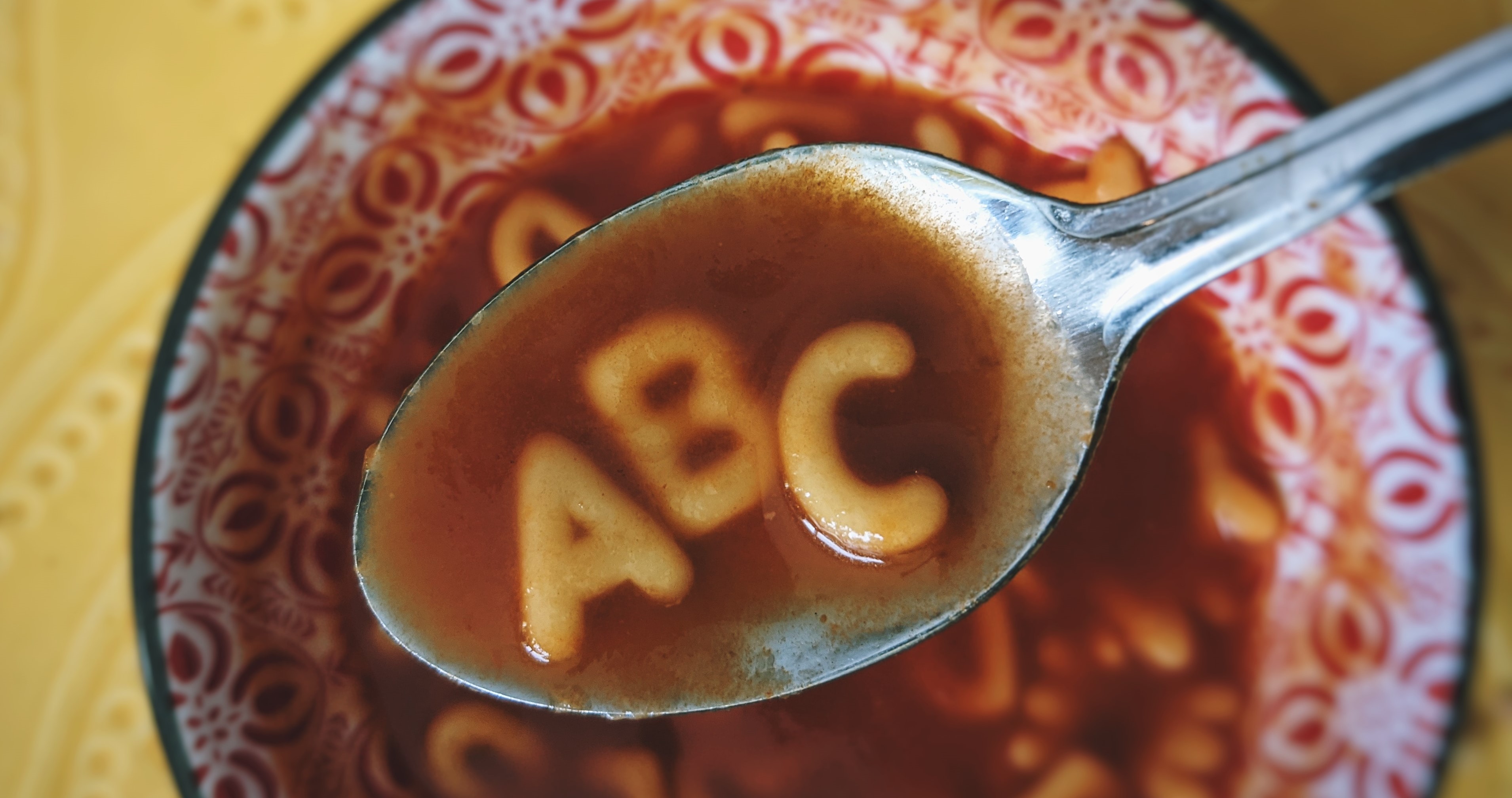 ABC spaghetti letters in a spoon