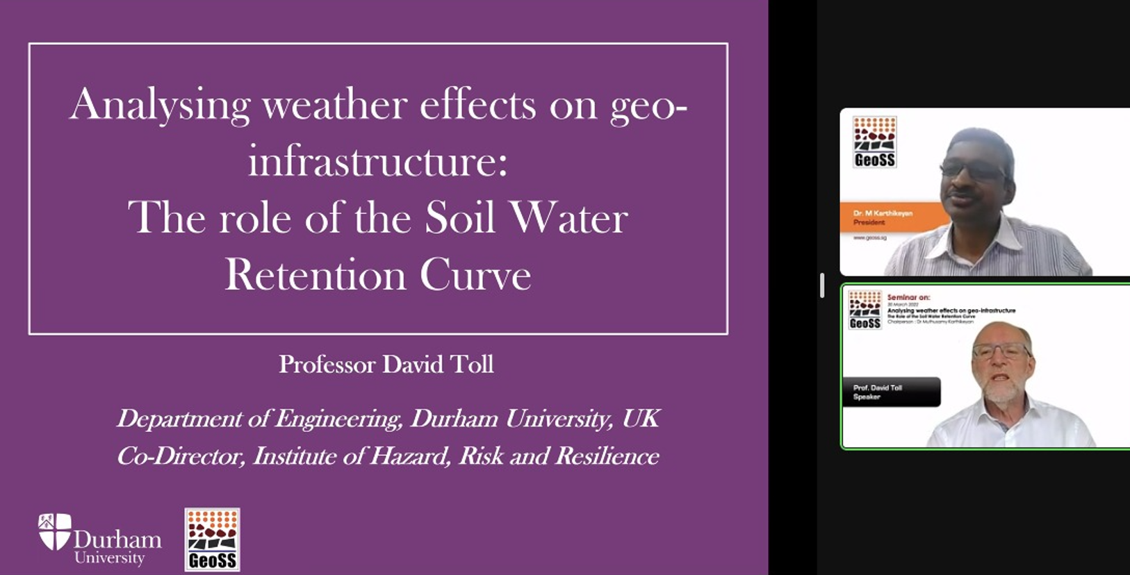David Toll - on “Analysis of weather effects on geo-infrastructure” on 30th March 2022