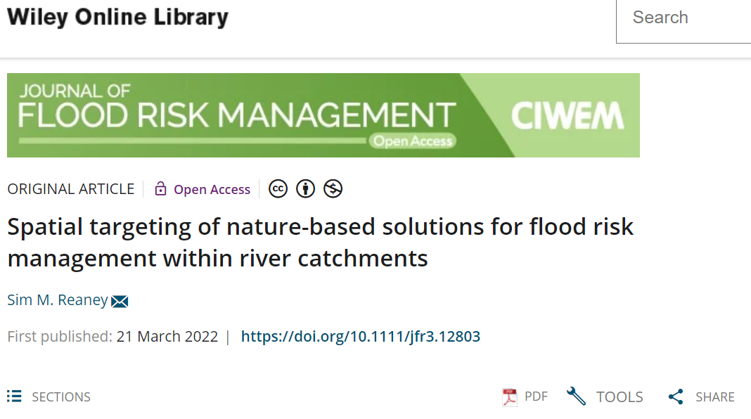 Dr Sim Reaney's SCIMAP-Flood published paper