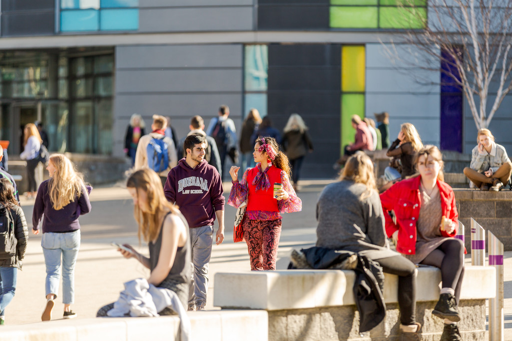 Students gathered outside the International Study Centre