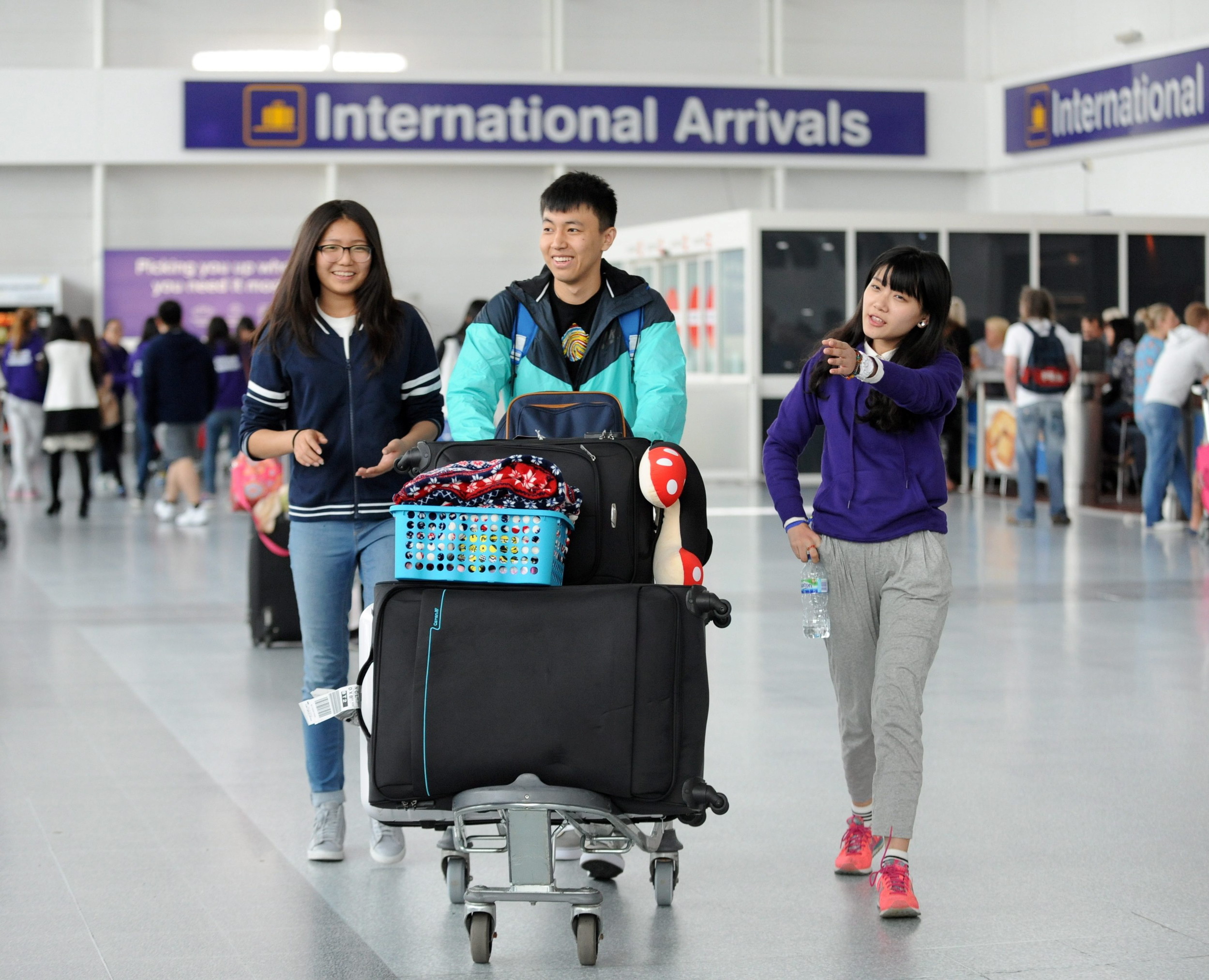 International students arriving at Newcastle Airport