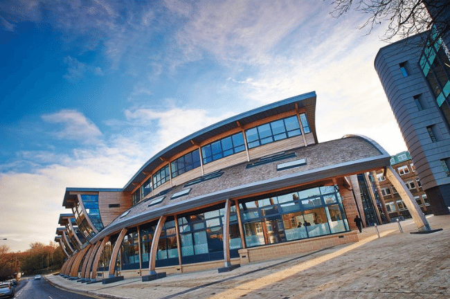 Outside view of the Palatine Centre from the road