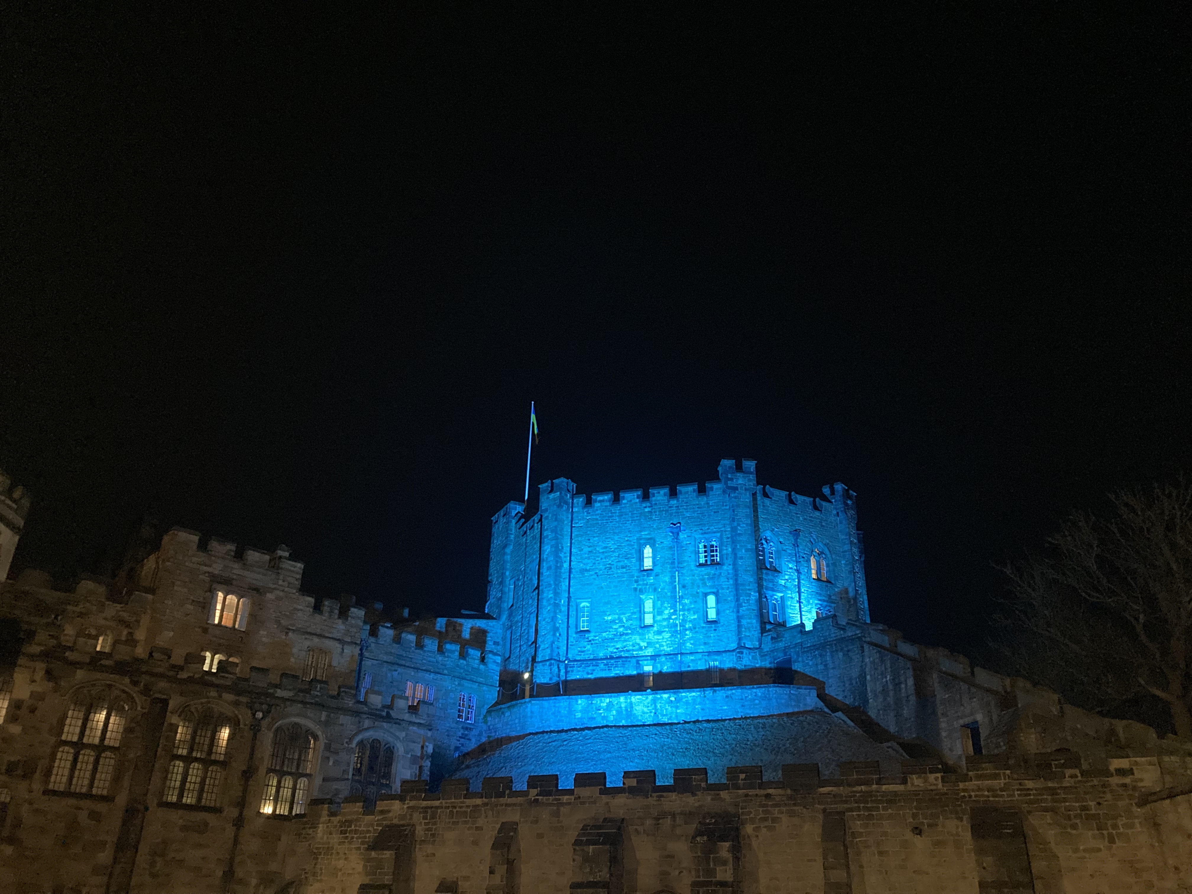 Castle with blue lighting