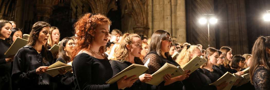 Choir singing in Durham Cathedral