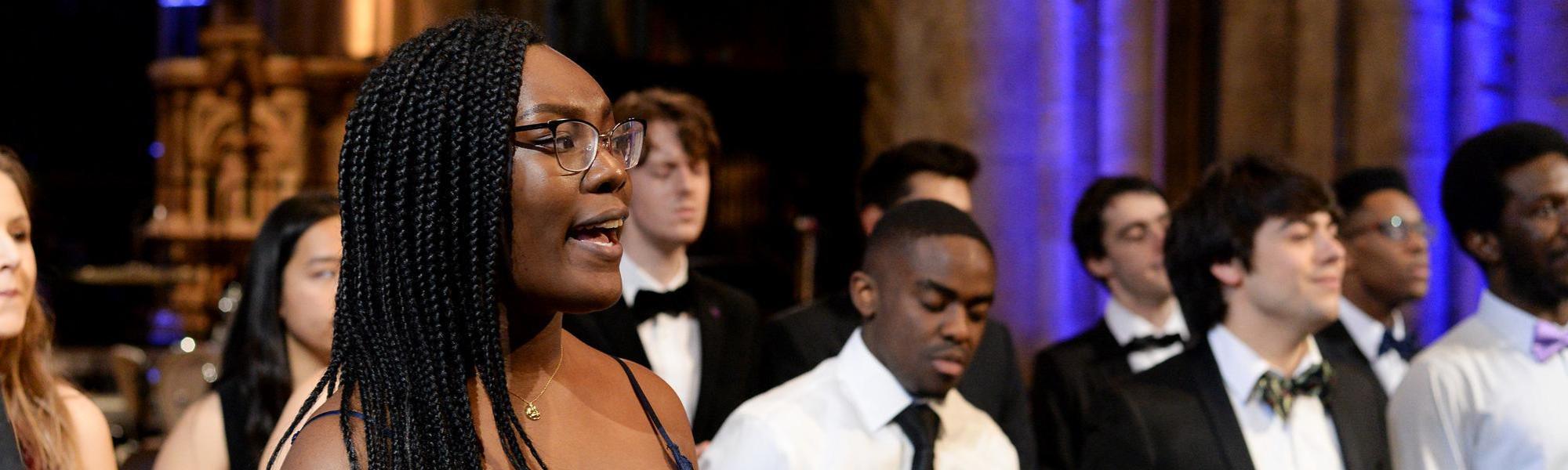 Students singing in Gospel Choir at Durham Cathedral