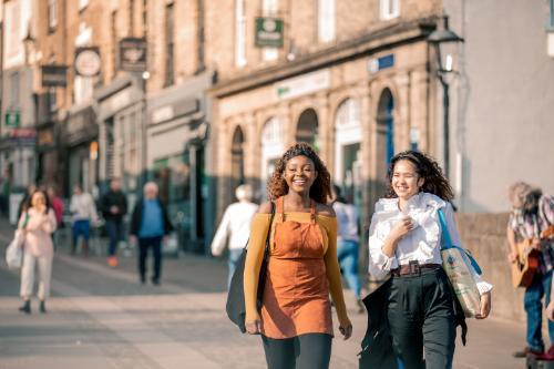 Students from the International Study Centre walking through Durham