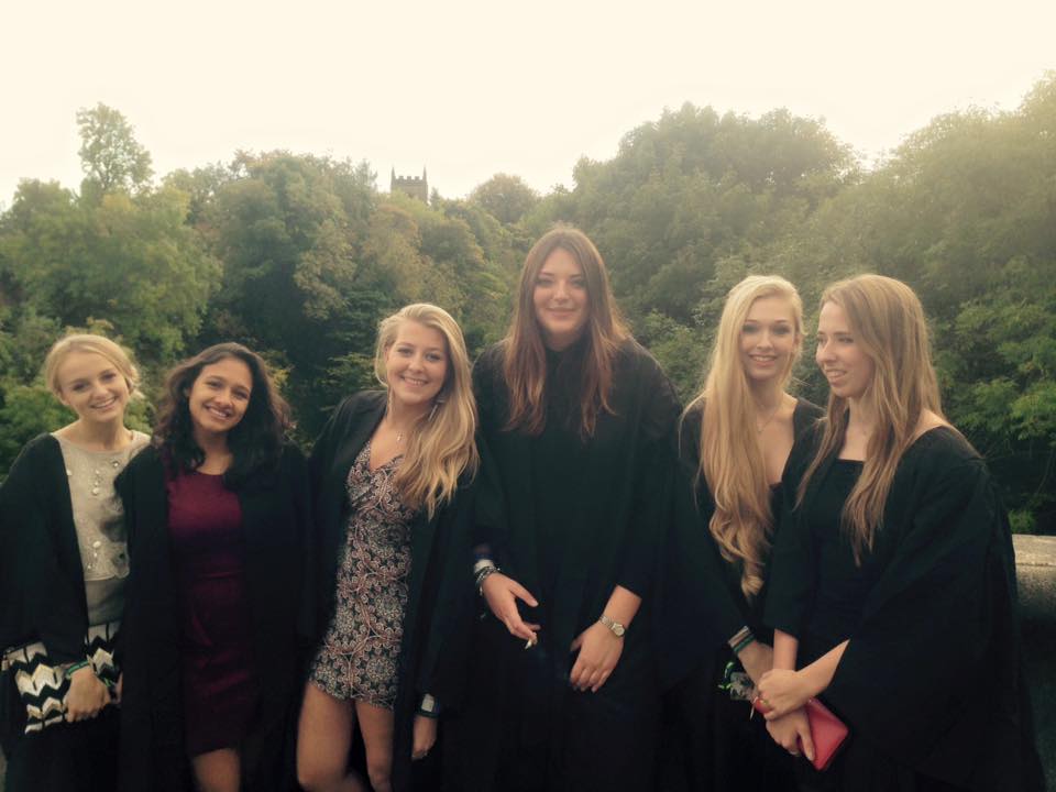 Students in matriculation gowns