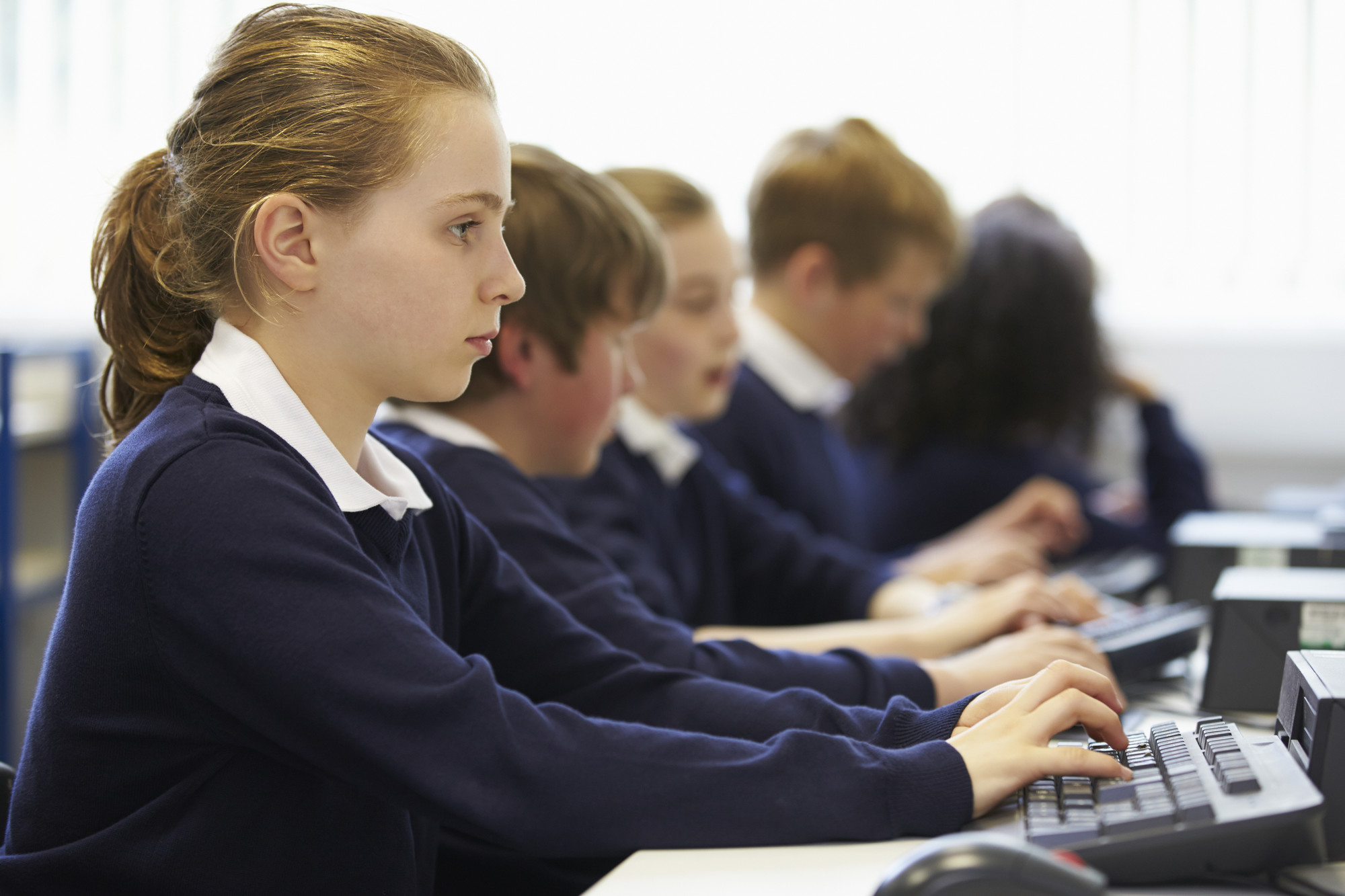 School children using technology