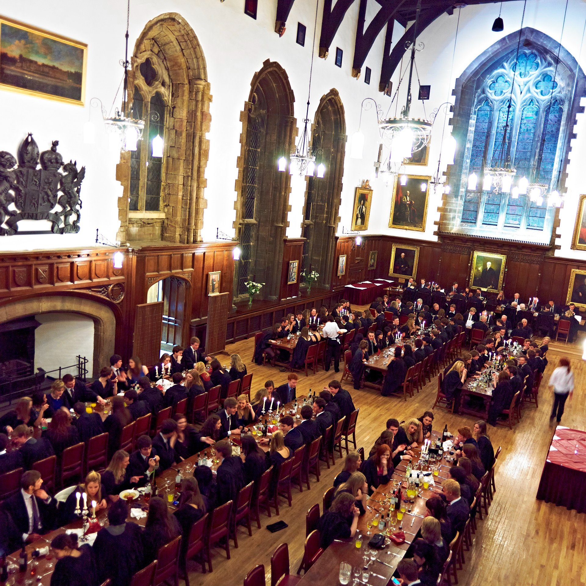 Students sat together on the long tables in the Great Hall.