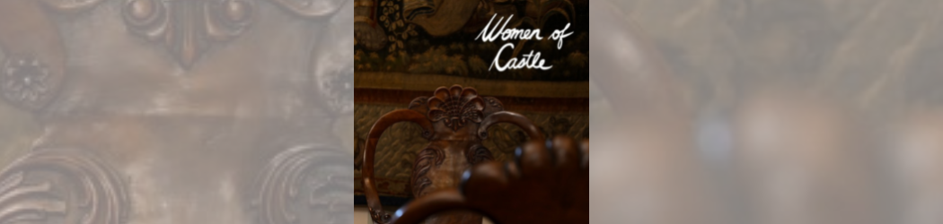Women of Castle exhibition logo showing close-up of woodwork carving at Durham Castle.
